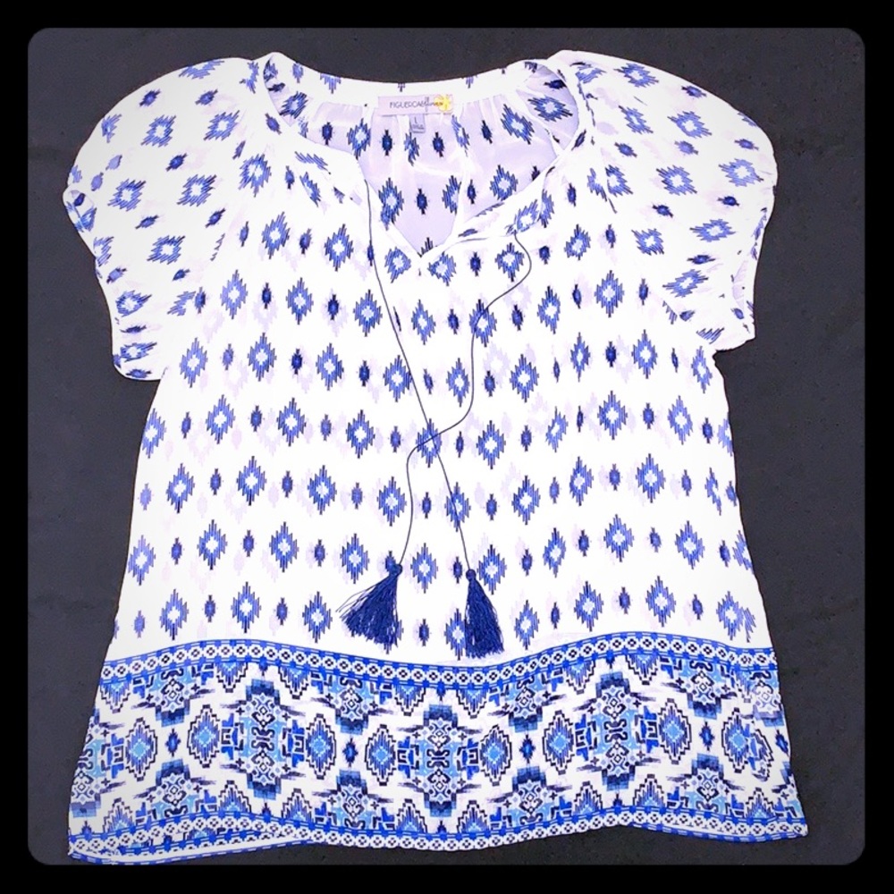 Women's Sheer Print Blouse Large